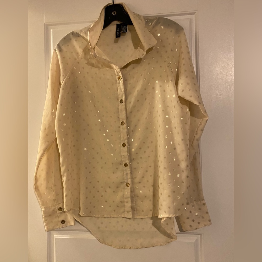Fun & Flirt Polka Dot Sheer Top Blouse Size medium